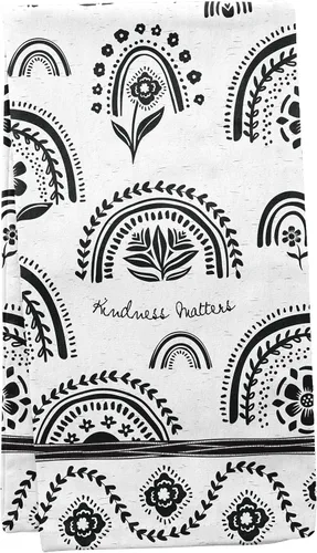 Miniatura 24 de Karma Gifts - Toalla de té bohemia en blanco y negro, algodón, elefante, 18 x 22 pulgadas