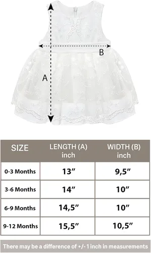 Miniatura 5 de Lilax Vestido de tul bordado floral para bebé, vestido de tutú de bautismo y bautizo