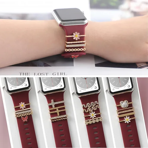 Miniatura 6 de ALMNVO Bling Charms de diamante para correas de Apple Watch, Charms de 46 mm, 45 mm, 44 mm, 42 mm, 41 mm, 40 mm, 38 mm, 49 mm, anillos decorativos