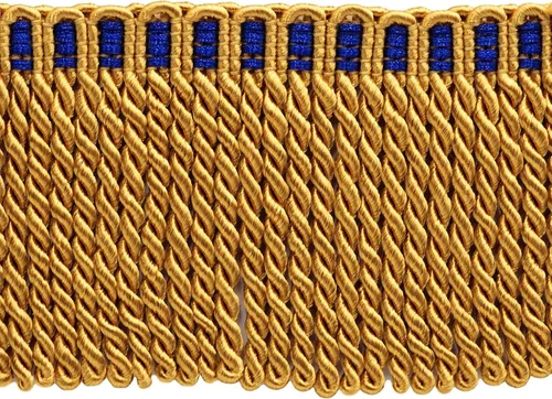 Borde de flecos de lingotes de 3 pulgadas con bordes de color azul, cabecera de punto elegante # DB3, oro antiguo # C4T (oro amarillo, azul rey)