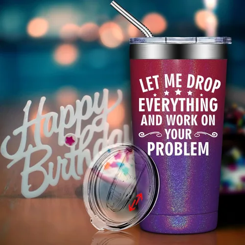 Miniatura 5 de BIRGILT Let Me Drop Everything and Work on Your Problem, Vaso Térmico de 20oz - Regalos para Compañeros de Trabajo para Navidad - Divertidos Regalos