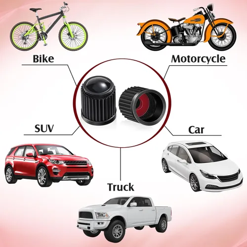 Miniatura 7 de Outus 20 piezas de tapas de vástago de válvula de neumático, tapas de neumático de plástico universales negras para bicicleta, bicicleta, autos