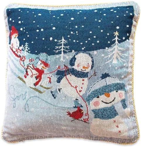 Miniatura 2 de BestPysanky Juego de 2 fundas de almohada con diseño de muñecos de nieve que disfrutan de invierno y desfile de Navidad