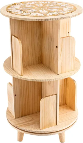 Miniatura 4 de Estantería giratoria de 360 grados, estante de almacenamiento multifuncional, organizador de madera giratorio para salas de estar, salas de estudio