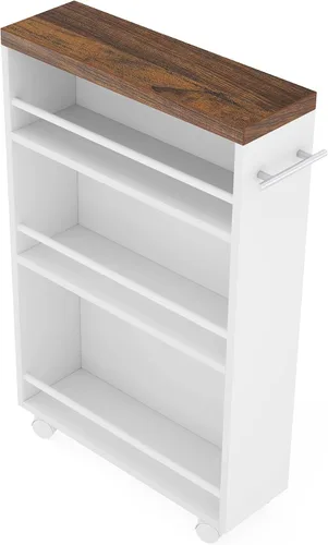 Miniatura 8 de Tribesigns Carrito de Almacenamiento Delgado, Carrito de Cocina Estrecho con Ruedas para Espacios Pequeños, Carrito Utilitario Delgado de 4 Niveles