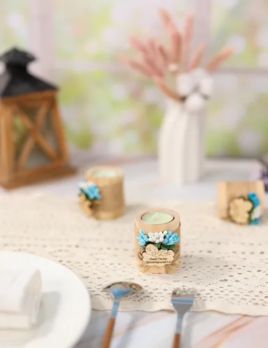 Miniatura 5 de Ju's Favors Portavelas de madera (juego de 10), recuerdos de baby shower, recuerdos de bautizo de niño, recuerdos de fiesta de bautizo de bebé