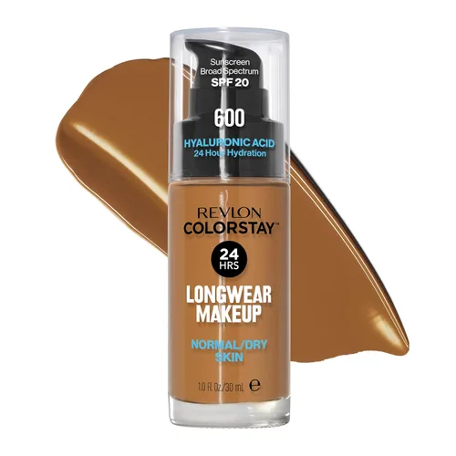 Miniatura 10 de Base líquida Revlon, maquillaje facial ColorStay para piel normal y seca, SPF 20, cobertura media-completa de larga duración con acabado natural
