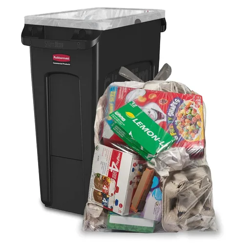 Miniatura 2 de Aluf Plastics-Bolsas de basura transp. c/cordón, capac. 26 gal, grosor de 0.9 mil, 28x39 pulg, se adapta a basureros Slim Jim delgados, paq de 200