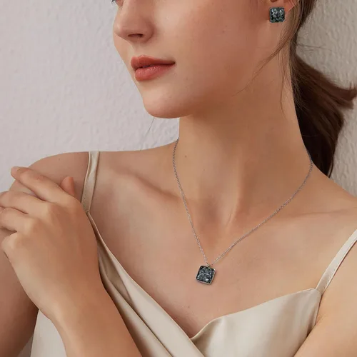 Miniatura 7 de Lauren-Spencer Aretes cuadrados de piedras preciosas para mujer, delicados aretes de piedra de malaquita y sodalita de turquesa hipoalergénicos