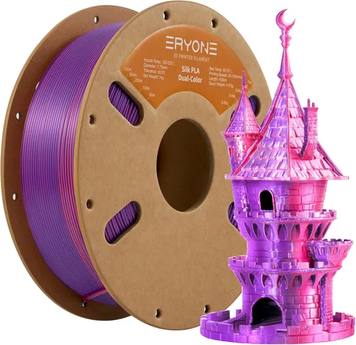 Miniatura 67 de ERYONE Filamento de ácido poliláctico (PLA) de seda bicolor para impresora 3D, de 1.75 mm +/- 0.03 mm, carrete de cartón de 1 kg (2.2 libras)