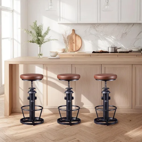 Taburetes de bar de granja, asiento giratorio de poliuretano de 24 a 30 pulgadas, altura de mostrador ajustable, taburete de cocina, comedor, silla