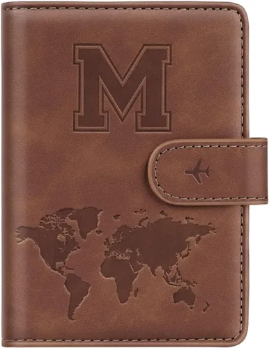 Miniatura 17 de Funda para Pasaporte Personalizada con Letra de la A a la Z, Billetera de Viaje con Bloqueo RFID, Funda para Pasaporte, Estuche para Pasaporte