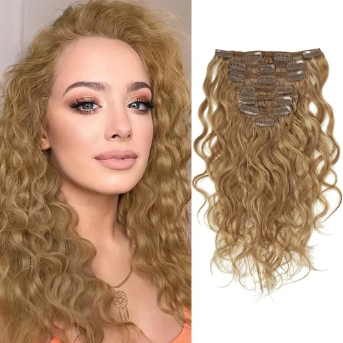 Miniatura 15 de Caliee - Extensiones de cabello rizado con clip 3B 3C Jerry, extensiones de clip de cabello rizado 14 pulgadas 1B color natural, extensiones