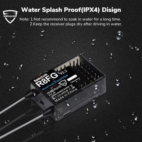 Miniatura 5 de Radiolink R8FG V2.2 - Receptor de giroscopio de 8 canales, 2 piezas, telemetría de voltaje de control de largo alcance de 2.4 GHz, 1,968.5 ft