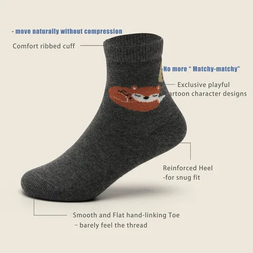 Miniatura 3 de Aisyee Calcetines de algodón para niños, calcetines sin costuras para niños, calcetines coloridos de cuarto de punto, paquete de 6