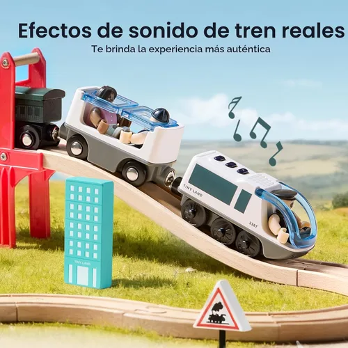 Miniatura 3 de Tiny Land Tren Locomotora de Acción a Batería - Potente Motor Juego de Tren Bala Compatible con Rieles de Principales Marcas - Juguetes de Rieles a