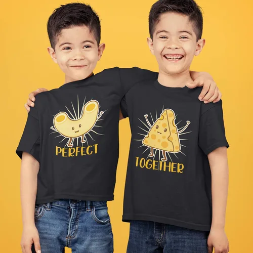 Miniatura 2 de Conjunto de ropa de bebé de Mac and Cheese a juego para bebés o camisetas para niños pequeños