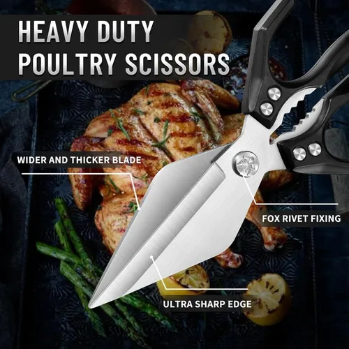 Miniatura 3 de Dream Reach Tijeras de cocina para alimentos, tijeras de aves de corral resistentes con mango ergonómico, tijeras culinarias japonesas de acero