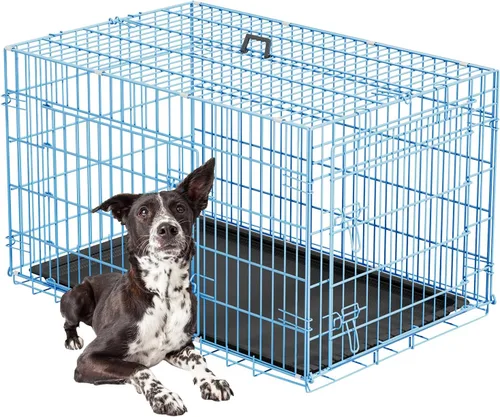 Miniatura 21 de FDW Jaula para perros con doble puerta, jaula plegable de alambre de metal de 36 pulgadas con bandeja extraíble y panel divisor, jaula para mascotas