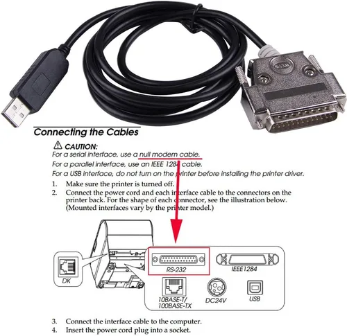 Miniatura 5 de USB a DB25 Convertidor serie macho Apdater módem nulo Crossover Cable de impresora FTDI programación para impresora Epson TM-T88V
