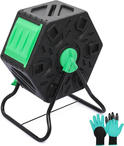 Miniatura 12 de MoNiBloom Compostador Giratorio de 43 Galones, Exterior Sin BPA Gran Cámara Doble Contenedor de Compost Giratorio Todas las Estaciones Trabajo