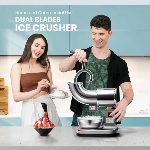 Miniatura 2 de VIVOHOME Plata dual eléctrica 440lbs/hr de la máquina del fabricante del cono de la nieve de la máquina de la trituradora de hielo de las cuchillas