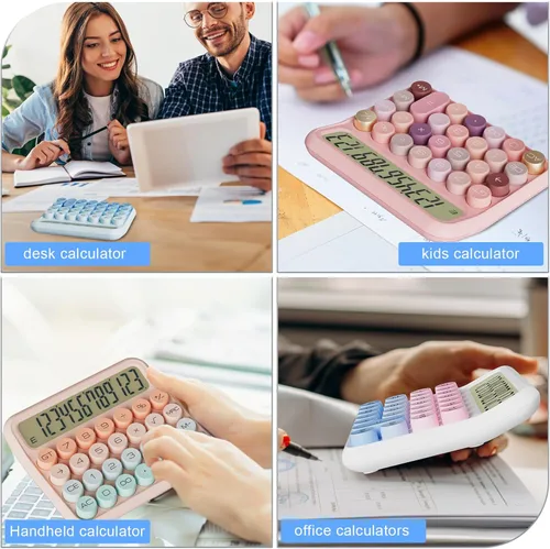 Miniatura 6 de DECKLIT Calculadora de escritorio con batería, pantalla LCD extra grande de 12 dígitos, botones grandes fáciles de presionar, pantalla de Rosa