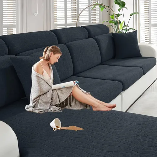 Miniatura 20 de MAXIJIN Fundas impermeables para cojín de sofá Fundas elásticas para asiento de sofá Fundas lavables, Fundas seccionales para cojines de exterior