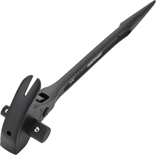 MAXPOWER Llave de trinquete de andamio de accionamiento de 1/2" y 3/4", llave de podger con martillo de garra, palanca de palanca, barra de palanca