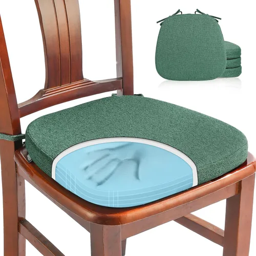 Miniatura 38 de SINOSSO Paquete de 4 cojines de espuma viscoelástica para sillas de comedor, tela tejida amigable de 16 pulgadas en forma de U, cómodas almohadillas