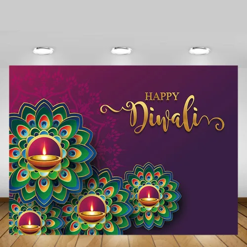 Miniatura 5 de MEHOFOND Decoraciones de fondo de fiesta de Diwali de 7 x 5 pies, pancarta india Diwali Deepavali Festival de Luces Fotografía Fondo Hindú Luces