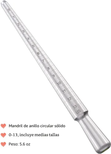 Miniatura 7 de Meowoo Juego de Herramientas de Medición de Tallas de Anillos, Calibrador de Anillos de Metal para Medidor de Anillos, Herramientas de Mandril
