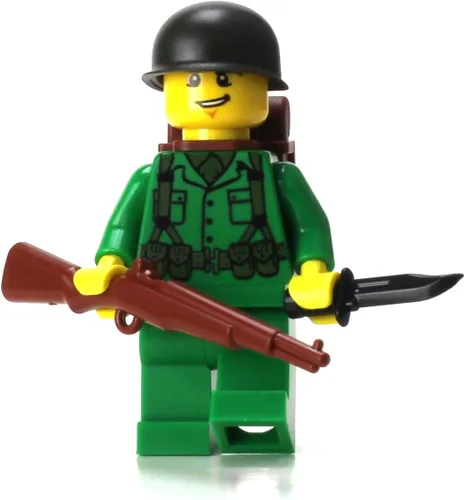 Battle Brick Minifigura coleccionable personalizada del ejército estadounidense de la Segunda Guerra Mundial | Impreso en los Estados Unidos |