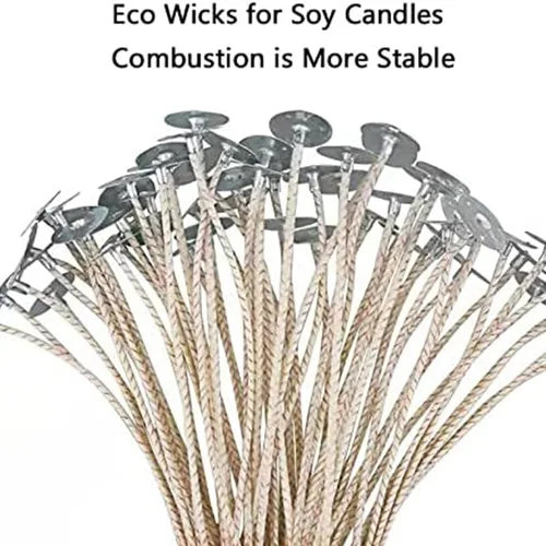 Miniatura 6 de 100 mechas ecológicas para velas de soja, mecha de vela preencerada de 6 pulgadas para hacer velas, mecha gruesa de vela con base