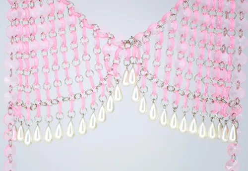 Miniatura 6 de Sujetador de cadena de cuerpo sin espalda halter de perlas sexy para mujer