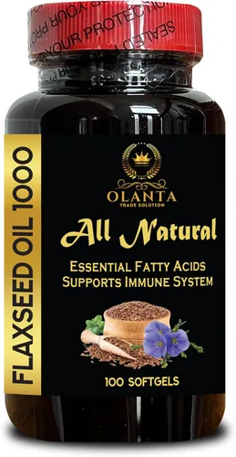 Aceite de linaza puro de 1000 mg – Fórmula natural prensada en frío – Fuente de omega-3 y omega-6 a base de plantas sin OMG – Apoyo energético – 1