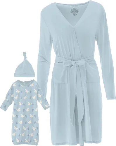 Miniatura 2 de KICKEE - Conjunto de bata de maternidad y lactancia con canastilla para mujer, viscosa súper suave de bambú