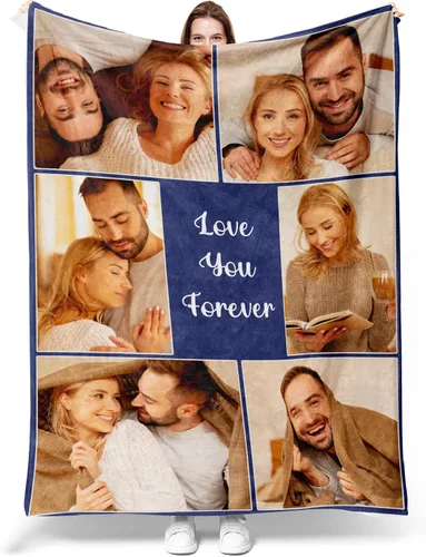 Manta personalizada con texto de fotos, mantas personalizadas con imágenes, aniversario, cumpleaños, día de San Valentín, regalos de fotos