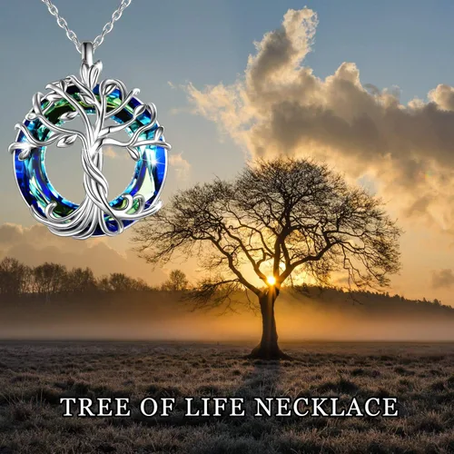 Miniatura 5 de TOUPOP Collar con colgante de árbol de la vida familiar de plata de ley para el día de la madre, con círculo de cristal, regalos para mujeres