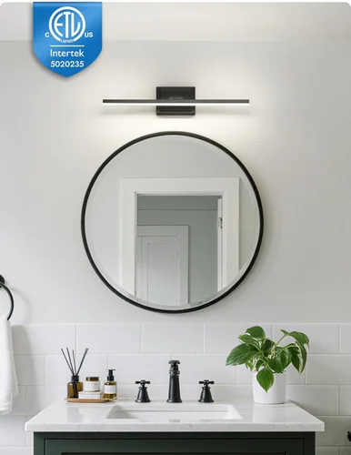 Miniatura 5 de NIORSUN Lámpara de baño moderna de 24 pulgadas, 14W 5CCT regulable LED negro, luces de tocador de baño sobre espejo, luces de tocador para espejos