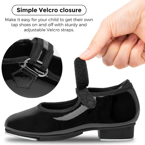 Miniatura 5 de Stelle Tap Shoes - Zapatos de baile antideslizantes de piel sintética para niñas y niños pequeños y grandes