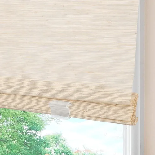 Miniatura 13 de Persianas romanas de bambú inalámbricas, 100% lino natural, diseño 1
