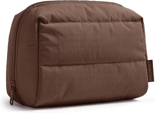 Miniatura 31 de BAGSMART Bolsa de maquillaje pequeña, bolsa compacta para cosméticos para mujer, organizador de artículos de tocador de viaje con diseño abierto