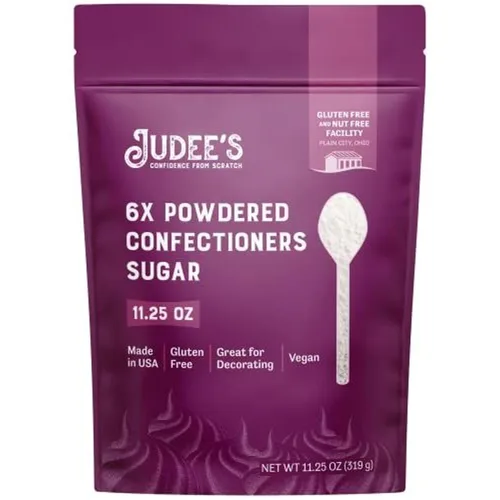 Judee's 6X - Azúcar en polvo para confitería de 11.25 onzas, 100% sin OMG, sin gluten y sin nueces, tamaño 6X perfecto para glaseados, glaseados y