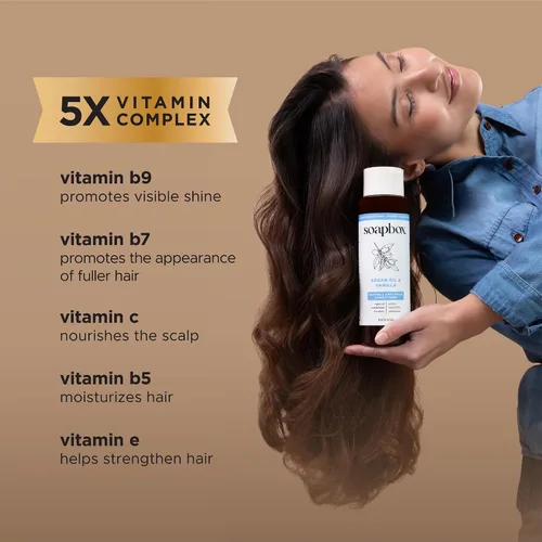 Miniatura 3 de Soapbox Acondicionador de aceite de argán y vainilla, controla el encrespamiento e hidrata, ingredientes limpios libres de productos químicos