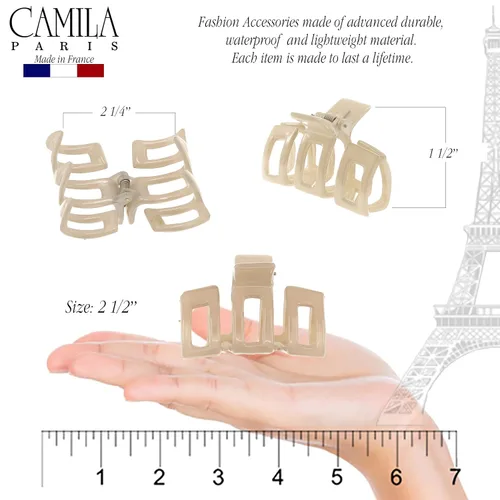 Miniatura 3 de Camila Paris - Pinzas para el cabello francés para mujer, cabello grueso, 2.5 pulgadas, 1 unidad (paquete de 1), beige, mariposa, agarre fuerte