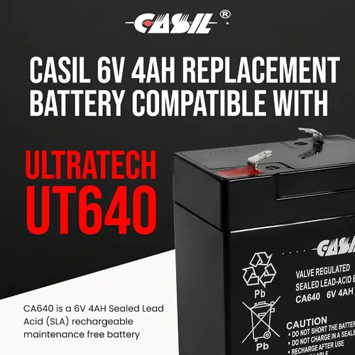 Miniatura 2 de Casil Batería de repuesto de plomo ácido sellada recargable de 6V 4Ah (1 paquete)