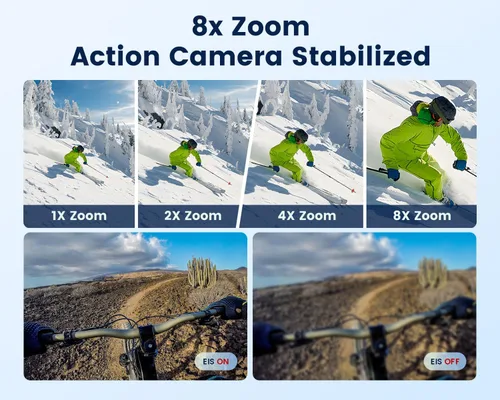 Miniatura 4 de Cámara de acción Camlance 4K 60FPS con tarjeta de 64GB - Cámara impermeable de 48MP, cámara submarina de 40M, zoom de 8X, estabilización EIS, WiFi