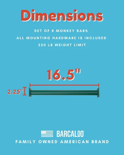 Miniatura 2 de Barcaloo Playground Equipment - Juego de 8 barras de mono para patio trasero, juego de 8 barras de mono de interior con recubrimiento de polvo verde