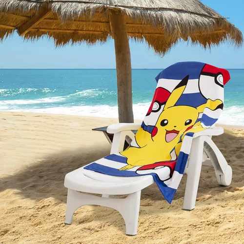 Miniatura 6 de Northwest Toalla de playa Pokémon – Diseño de Pikachu y Poké Ball – Toalla suave y absorbente de 30 x 60 pulgadas para baño, piscina o playa